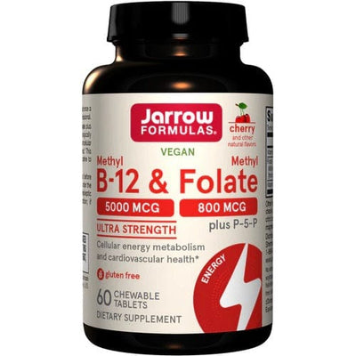 Jarrow Formulas Vitamins & Minerals Methyl B-12 & Methyl Folate, Cherry - 60 chewable tabs
