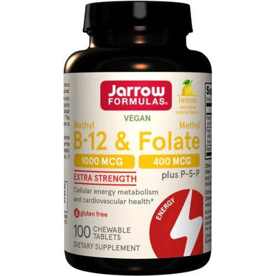 Jarrow Formulas Vitamins & Minerals Methyl B-12 & Methyl Folate, Lemon - 100 chewable tabs