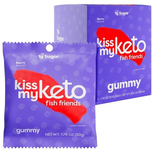 Kiss My Keto Nootropics & Supplements Fish Friends Keto Gummies, Berry - 6 x 50g