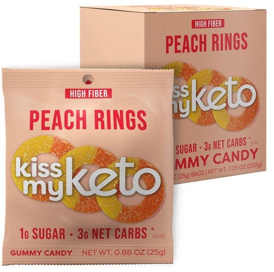 Kiss My Keto Nootropics & Supplements Peach Rings Keto Gummies - 8 x 25g