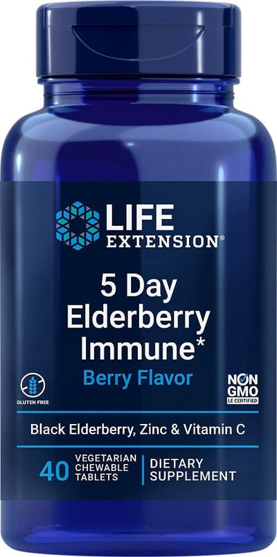 Life Extension 5 Day Elderberry Immune, Berry - 40 chewable tabs