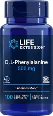Life Extension Amino Acids and BCAAs D L-Phenylalanine, 500mg - 100 vcaps