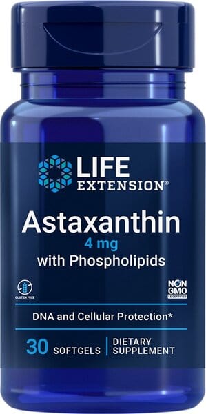 Life Extension Health and Wellbeing Astaxanthin with Phospholipids, 4mg - 30 softgels