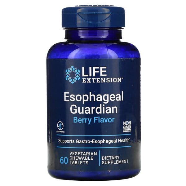Life Extension Health and Wellbeing Esophageal Guardian, Berry Flavor - 60 vegetarian chewable tabs