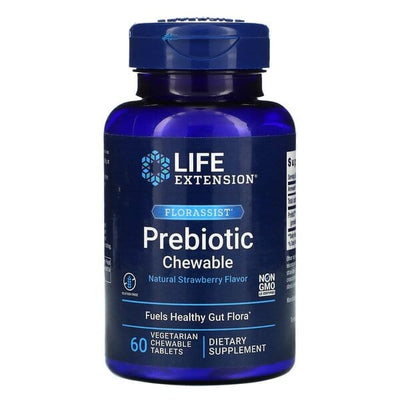 Life Extension Health and Wellbeing Florassist Prebiotic Chewable, Natural Strawberry - 60 vegetarian chewable tabs