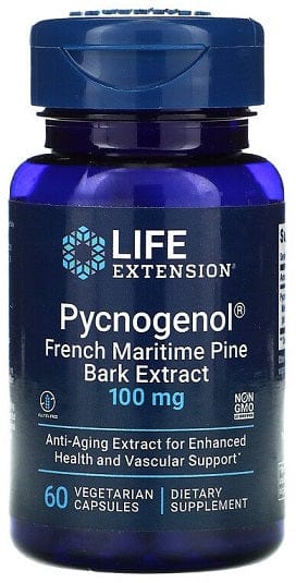 Life Extension Health and Wellbeing Pycnogenol French Maritime Pine Bark Extract, 100mg - 60 vcaps