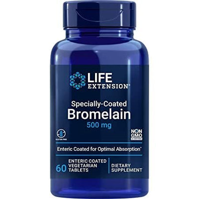 Life Extension Health and Wellbeing Specially-Coated Bromelain, 500mg - 60 enteric coated vegetarian tabs