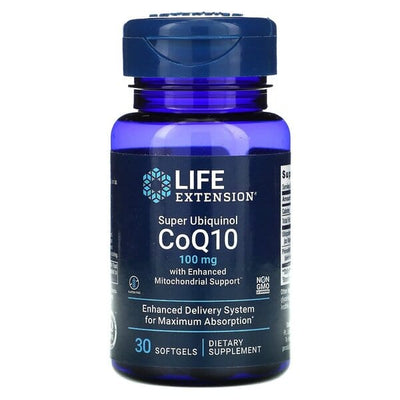 Life Extension Health and Wellbeing Super Ubiquinol CoQ10 with Enhanced Mitochondrial Support, 100mg - 30 softgels