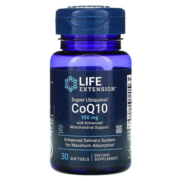 Life Extension Health and Wellbeing Super Ubiquinol CoQ10 with Enhanced Mitochondrial Support, 100mg - 30 softgels
