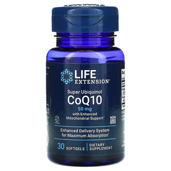 Life Extension Health and Wellbeing Super Ubiquinol CoQ10 with Enhanced Mitochondrial Support, 50mg - 30 softgels