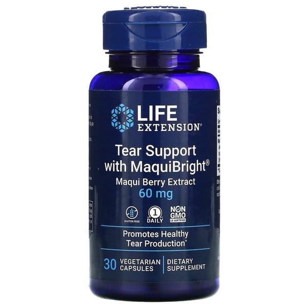 Life Extension Health and Wellbeing Tear Support with MaquiBright (Maqui Berry Extract), 60mg - 30 vcaps