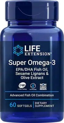 Life Extension Omegas, EFAs, CLA, Oils Super Omega-3 EPA/DHA with Sesame Lignans & Olive Extract - 60 softgels