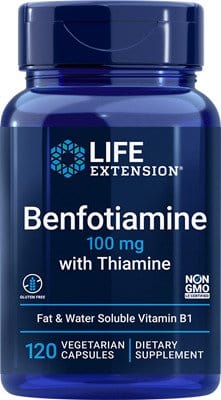Life Extension Slimming and Weight Management Benfotiamine with Thiamine, 100mg - 120 vcaps