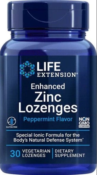 Life Extension Vitamins & Minerals Enhanced Zinc Lozenges, Peppermint - 30 vegetarian lozenges