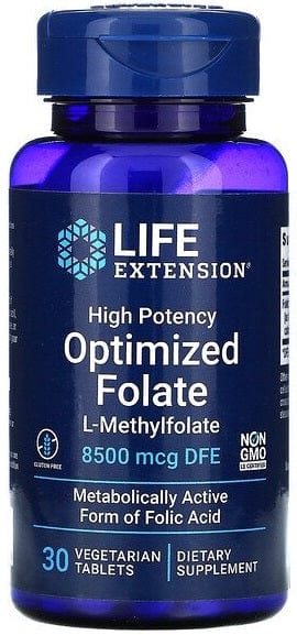 Life Extension Vitamins & Minerals High Potency Optimized Folate - 30 vegetarian tabs
