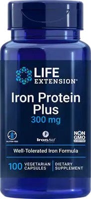 Life Extension Vitamins & Minerals Iron Protein Plus, 300mg - 100 vcaps