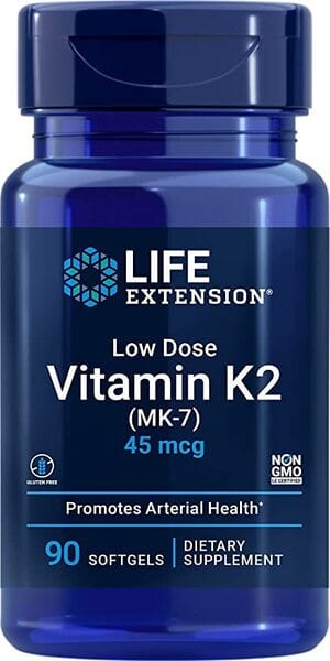 Life Extension Vitamins & Minerals Low Dose Vitamin K2 (MK-7), 45mcg - 90 softgels