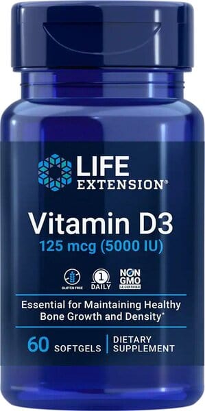 Life Extension Vitamins & Minerals Vitamin D3, 5000IU - 60 softgels