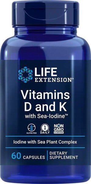Life Extension Vitamins & Minerals Vitamins D and K with Sea-Iodine - 60 caps
