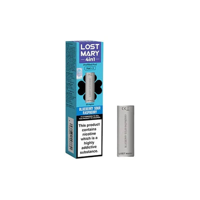 Lost Mary Vaping Products Blueberry Sour Raspberry Lost Mary 4in1 20mg Prefilled Pods 1200 Puffs 2 Pcs