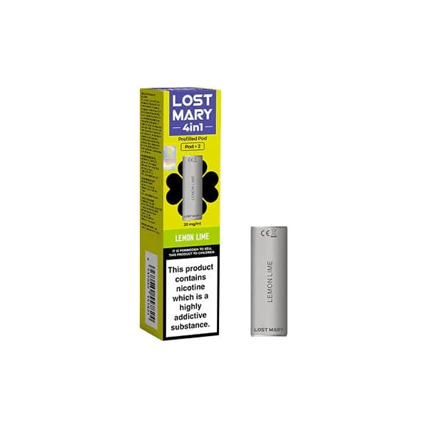 Lost Mary Vaping Products Lemon Lime Lost Mary 4in1 20mg Prefilled Pods 1200 Puffs 2 Pcs