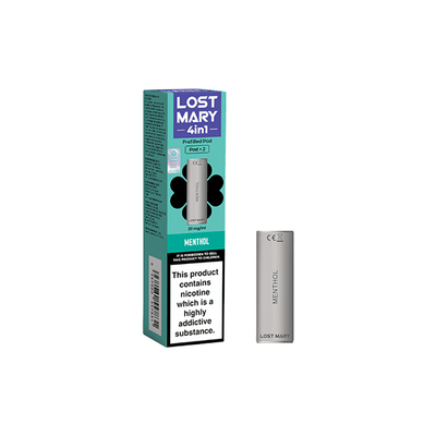 Lost Mary Vaping Products Menthol 20mg Lost Mary 4in1 Prefilled Pods 1200 Puffs - 2 Pcs