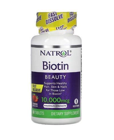 Natrol Biotin Fast Dissolve, 10000mcg (Strawberry) - 60 tabs