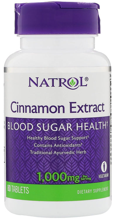 Natrol Cinnamon Extract, 1000mg - 80 tabs