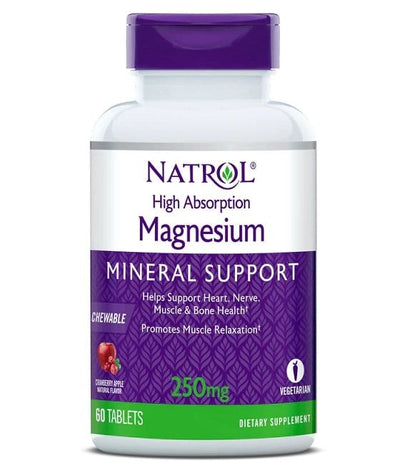 Natrol High Absorption Magnesium, 250mg (Cranberry Apple) - 60 chewable tabs