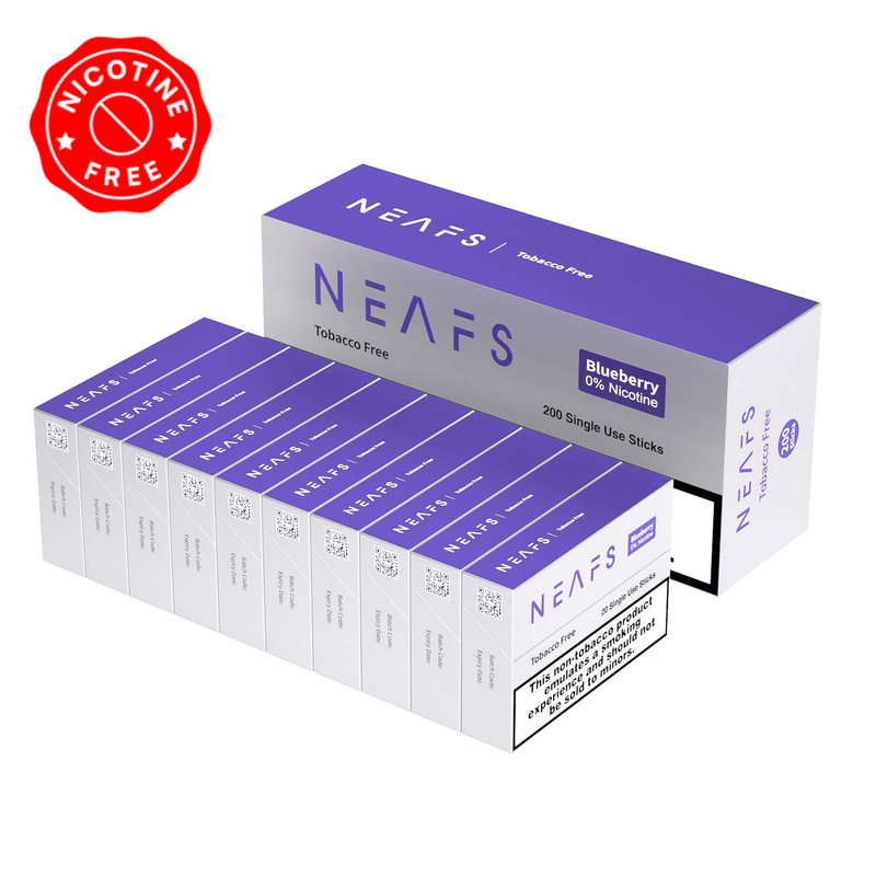 NEAFS Food, Beverages & Tobacco Blueberry NEAFS 0% Nicotine Free Sticks - Carton (200 Sticks)