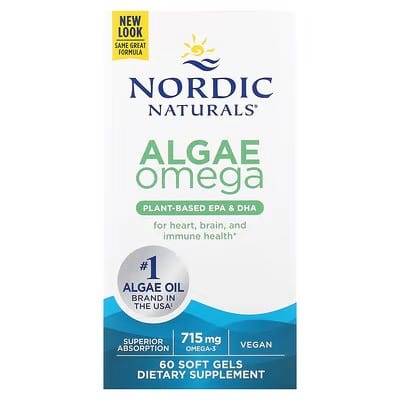 Nordic Naturals Health and Wellbeing Algae Omega, 715mg Omega 3 - 60 softgels