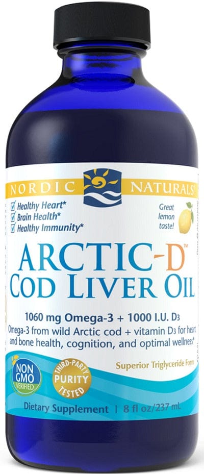Nordic Naturals Health and Wellbeing Arctic-D Cod Liver Oil, Lemon - 237 ml.