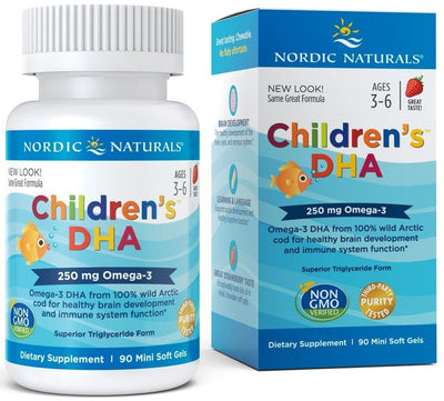 Nordic Naturals Health and Wellbeing Children's DHA, 250mg Omega-3 Strawberry - 90 mini softgels