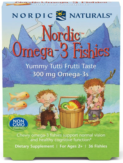 Nordic Naturals Health and Wellbeing Nordic Omega-3 Fishies, 300mg Yummy Tutti Frutti Taste - 36 fishies