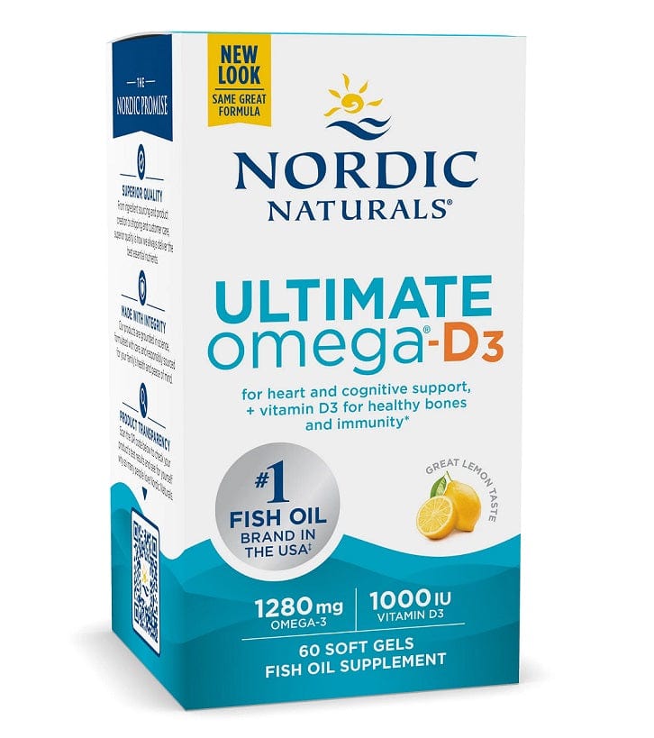 Nordic Naturals Health and Wellbeing Ultimate Omega-D3 Fish Oil, 1280mg Lemon - 60 softgels