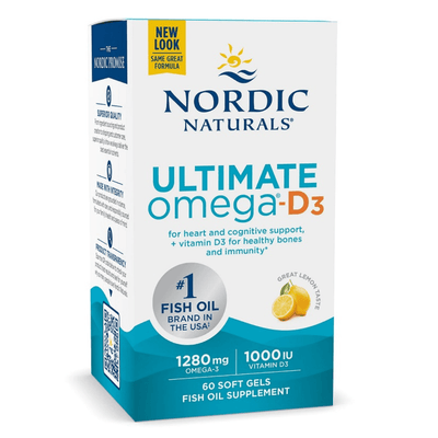 Nordic Naturals Nootropics & Supplements Ultimate Omega-D3 Fish Oil, 1280mg Lemon - 120 softgels