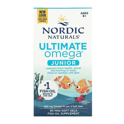 Nordic Naturals Nootropics & Supplements Ultimate Omega Fish Oil Junior, 680mg Strawberry - 90 mini softgels