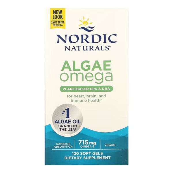 Nordic Naturals Omegas, EFAs, CLA, Oils Algae Omega, 715mg Omega 3 - 120 softgels