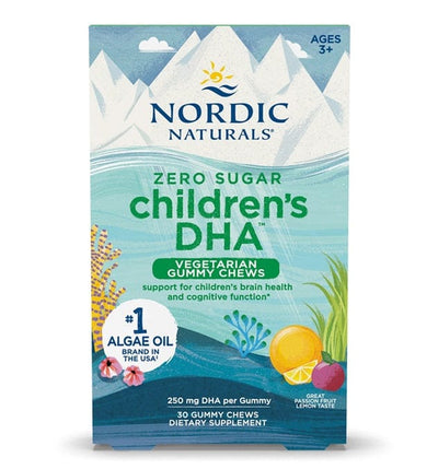Nordic Naturals Omegas, EFAs, CLA, Oils Children's DHA Vegetarian Gummy Chews, 250mg Passion Fruit Lemon - 30 gummies