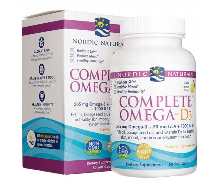 Nordic Naturals Omegas, EFAs, CLA, Oils Complete Omega-D3, 565mg Lemon - 60 softgels