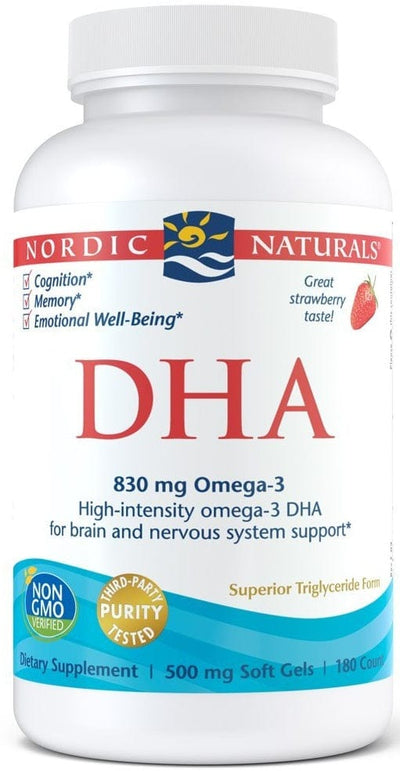 Nordic Naturals Omegas, EFAs, CLA, Oils DHA, 830mg Strawberry - 180 softgels