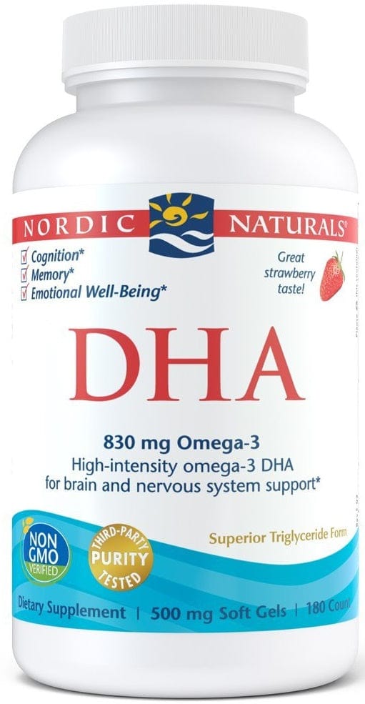 Nordic Naturals Omegas, EFAs, CLA, Oils DHA, 830mg Strawberry - 180 softgels