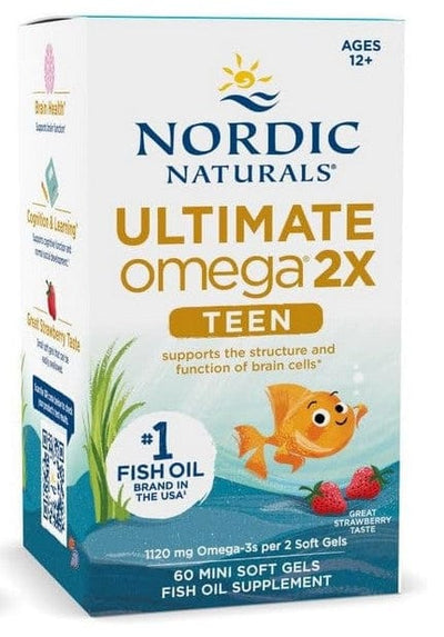 Nordic Naturals Omegas, EFAs, CLA, Oils Ultimate Omega 2X Fish Oil TEEN, Strawberry - 60 mini softgels