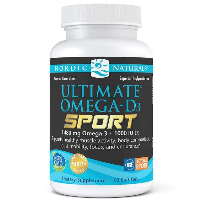 Nordic Naturals Omegas, EFAs, CLA, Oils Ultimate Omega-D3 Sport, 1480mg Lemon - 60 softgels