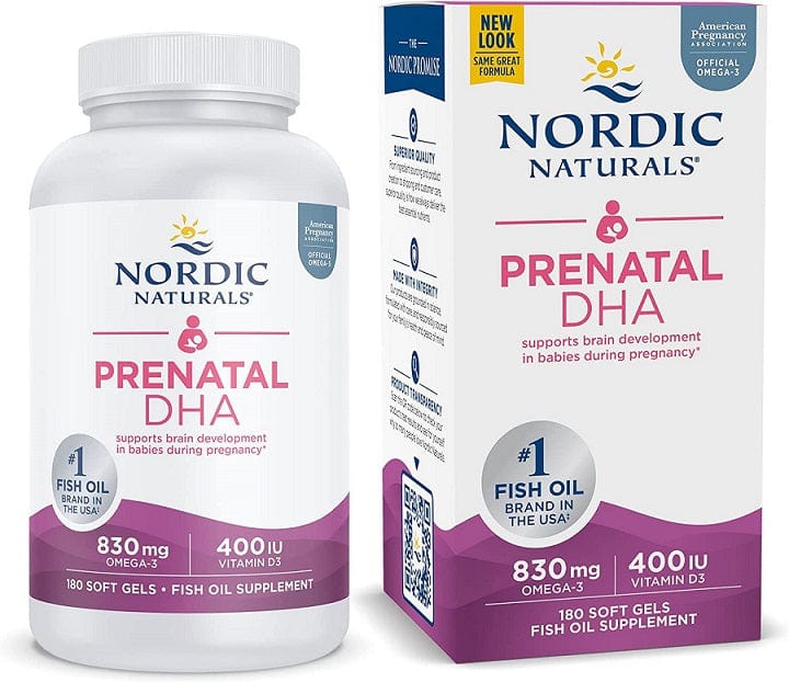 Nordic Naturals Prenatal DHA, 830mg Omega-3 + 400 IU D3 Unflavored - 180 softgels