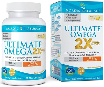 Nordic Naturals Ultimate Omega 2X Mini with Vitamin D3, 1120mg Lemon - 60 mini softgels