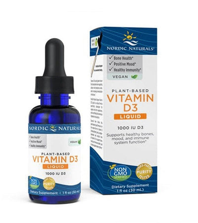 Nordic Naturals Vitamins & Minerals Plant-Based Vitamin D3 Liquid, 1000 IU Apple - 30 ml.