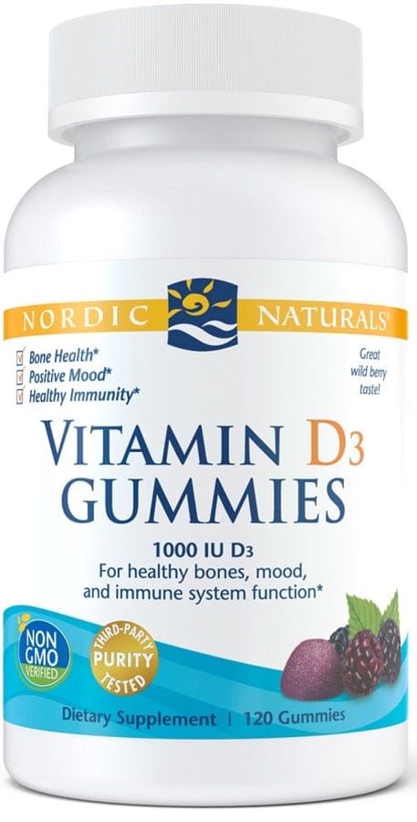 Nordic Naturals Vitamins & Minerals Vitamin D3 Gummies, 1000 IU Wild Berry - 120 gummies