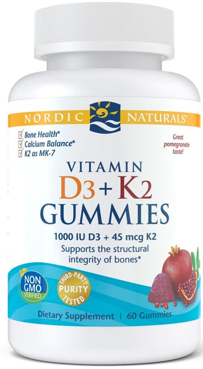 Nordic Naturals Vitamins & Minerals Vitamin D3+K2 Gummies, Pomegranate - 60 gummies