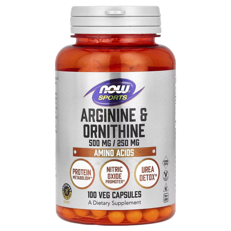 NOW Foods Amino Acids and BCAAs Arginine & Ornithine - 100 vcaps